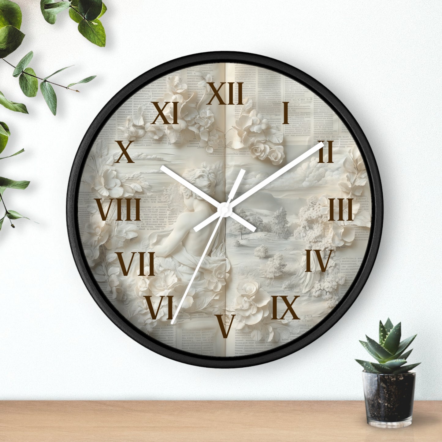 Horloge murale à chiffres romains « Rêverie intemporelle »