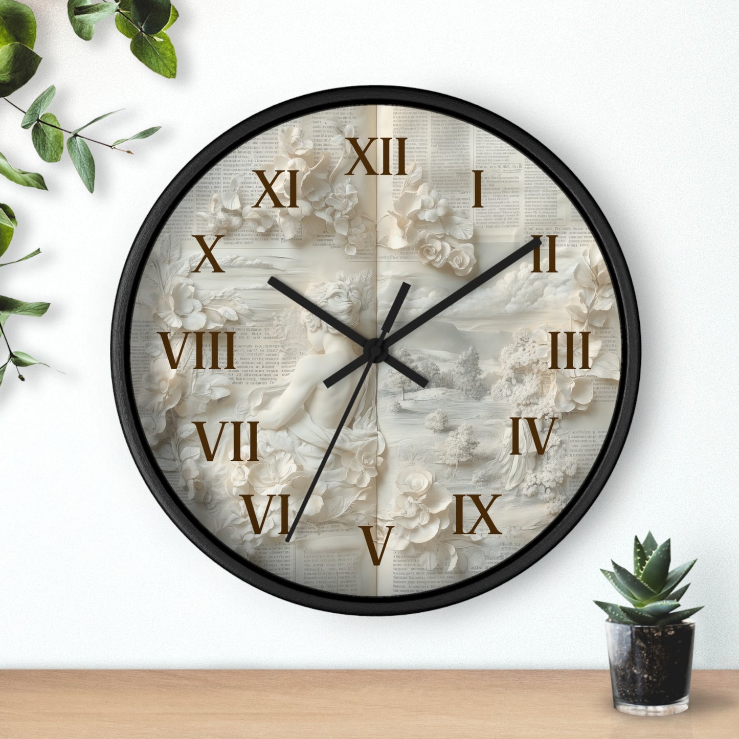 Horloge murale à chiffres romains « Rêverie intemporelle »