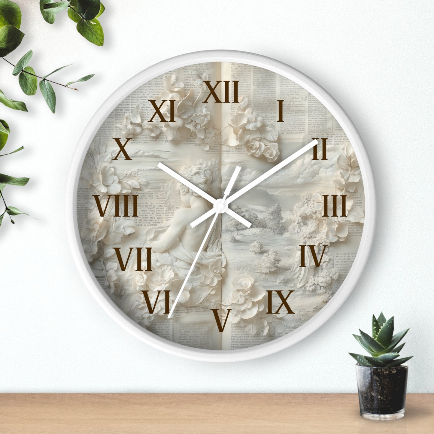 Horloge murale à chiffres romains « Rêverie intemporelle »